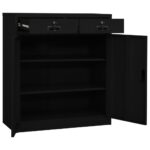 Armoire de bureau Noir 90x40x102 cm Acier – Image 9