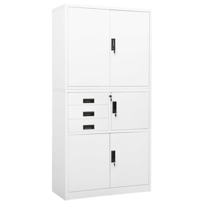 Armoire de bureau Blanc 90x40x180 cm Acier – Image 1