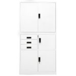 Armoire de bureau Blanc 90x40x180 cm Acier – Image 3