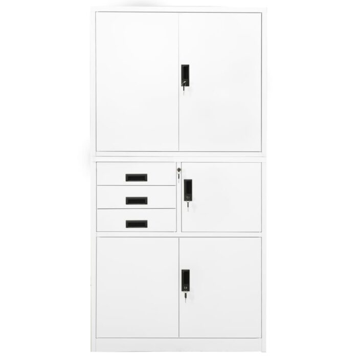 Armoire de bureau Blanc 90x40x180 cm Acier – Image 3