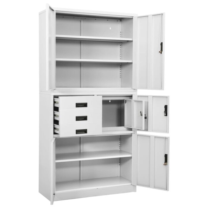 Armoire de bureau Blanc 90x40x180 cm Acier – Image 6