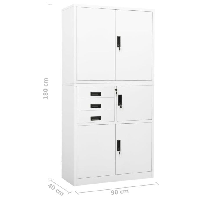 Armoire de bureau Blanc 90x40x180 cm Acier – Image 9