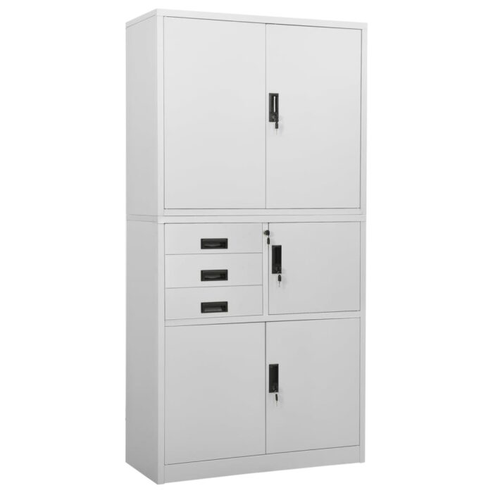 Armoire de bureau Gris clair 90x40x180 cm Acier – Image 1