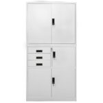 Armoire de bureau Gris clair 90x40x180 cm Acier – Image 3