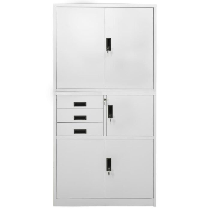 Armoire de bureau Gris clair 90x40x180 cm Acier – Image 3
