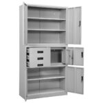 Armoire de bureau Gris clair 90x40x180 cm Acier – Image 6
