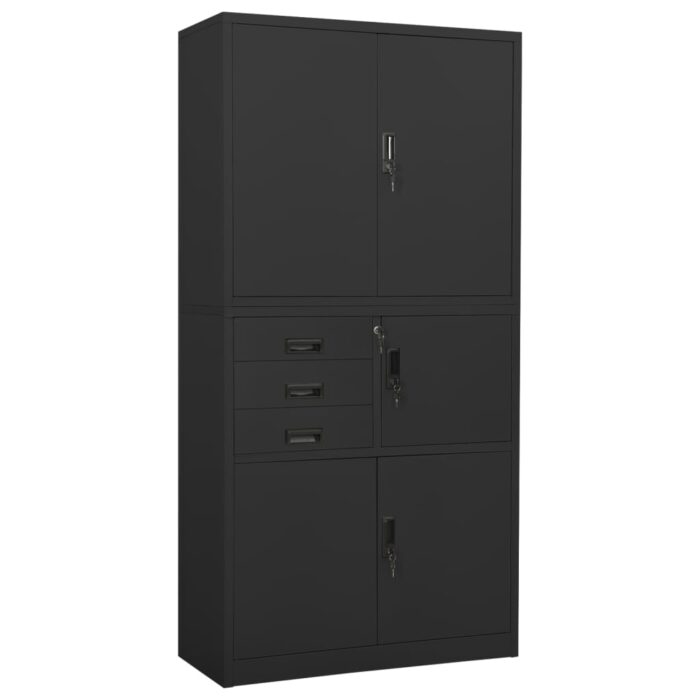 Armoire de bureau Anthracite 90x40x180 cm Acier – Image 1