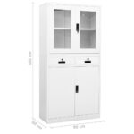 Armoire de bureau Blanc 90x40x180 cm Acier et verre trempé – Image 10