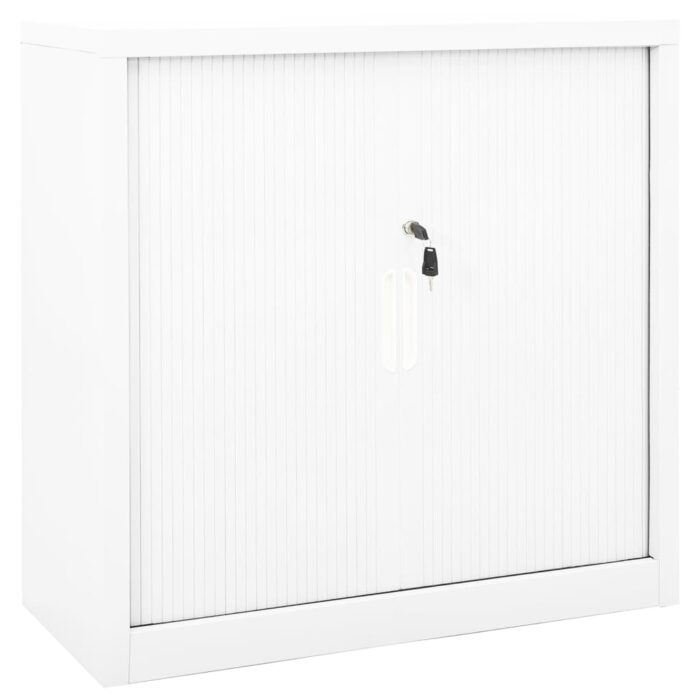 Armoire à portes coulissantes Blanc 90x40x90 cm Acier – Image 1