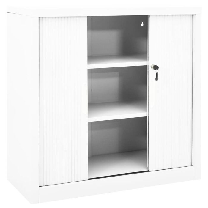Armoire à portes coulissantes Blanc 90x40x90 cm Acier – Image 6
