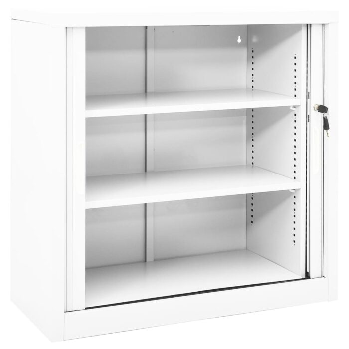 Armoire à portes coulissantes Blanc 90x40x90 cm Acier – Image 7