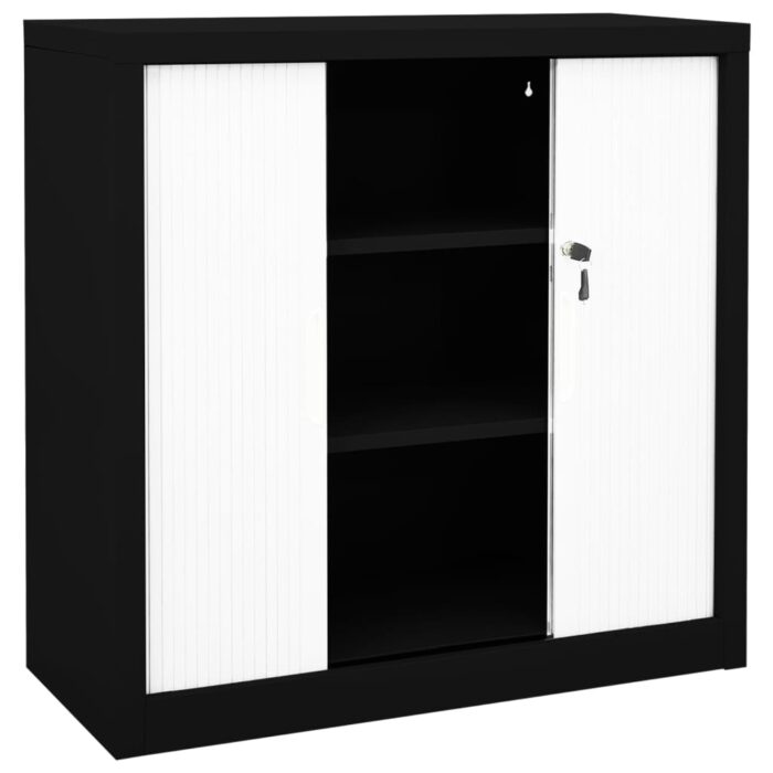 Armoire à portes coulissantes Noir 90x40x90 cm Acier – Image 6