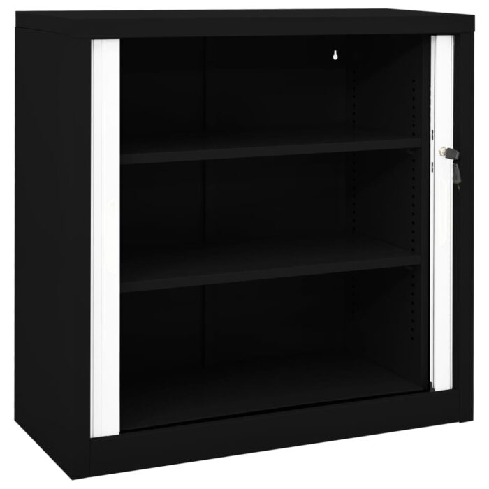 Armoire à portes coulissantes Noir 90x40x90 cm Acier – Image 7