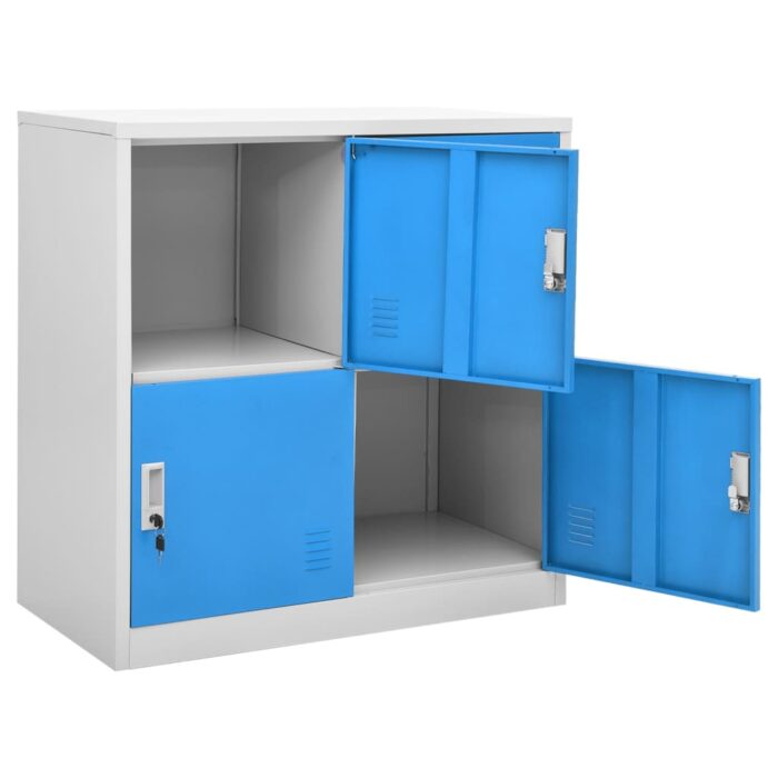 Armoire à casiers Gris clair et bleu 90x45x92,5 cm Acier – Image 4