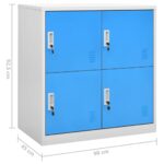 Armoire à casiers Gris clair et bleu 90x45x92,5 cm Acier – Image 6