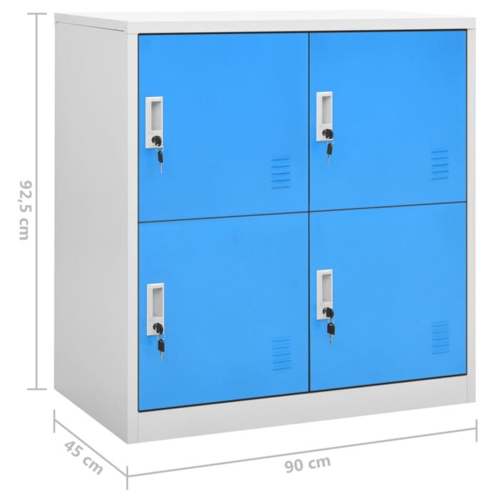 Armoire à casiers Gris clair et bleu 90x45x92,5 cm Acier – Image 6