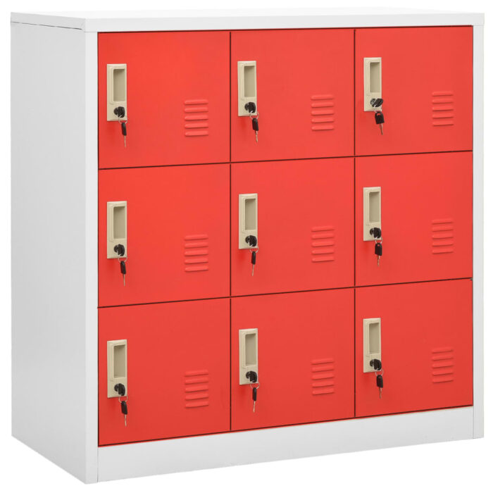 Armoire à casiers Gris clair et rouge 90x45x92,5 cm Acier – Image 1