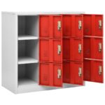 Armoire à casiers Gris clair et rouge 90x45x92,5 cm Acier – Image 5