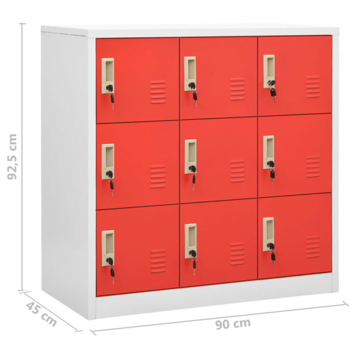 Armoire à casiers Gris clair et rouge 90x45x92,5 cm Acier – Image 7