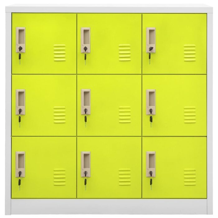 Armoire à casiers Gris clair et vert 90x45x92,5 cm Acier – Image 2