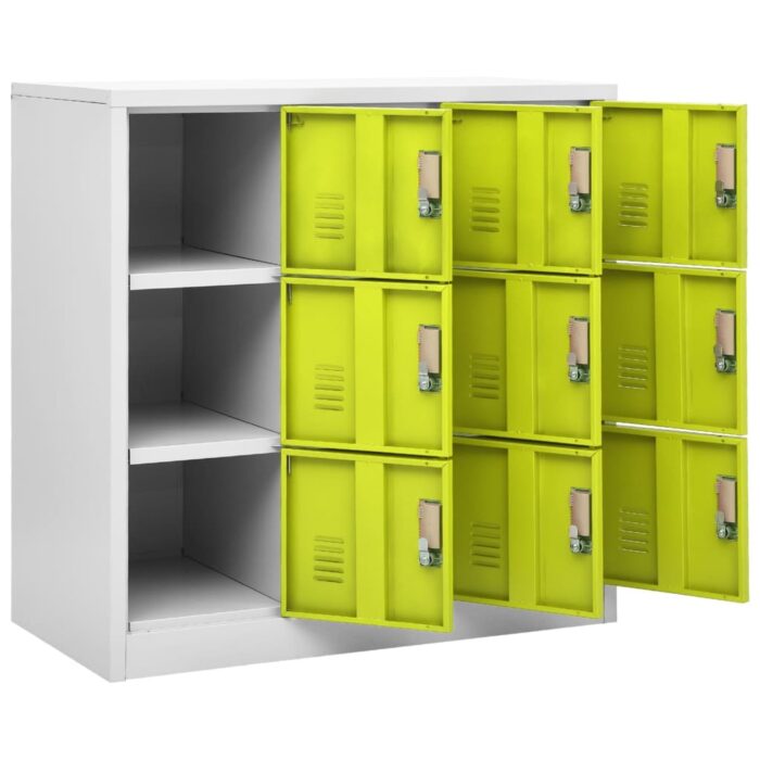 Armoire à casiers Gris clair et vert 90x45x92,5 cm Acier – Image 5