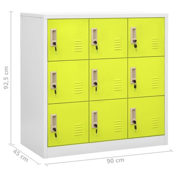 Armoire à casiers Gris clair et vert 90x45x92,5 cm Acier – Image 7