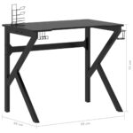 Bureau de jeu avec pieds en forme de K Noir 90x60x75 cm – Image 7