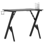 Bureau de jeu avec pieds en forme de Y Noir 90x60x75 cm – Image 3