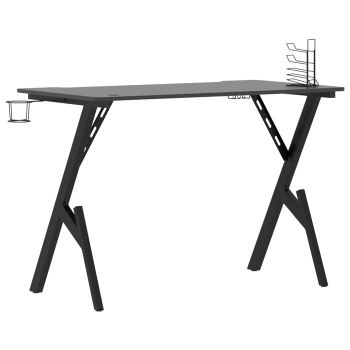 Bureau de jeu avec pieds en forme de Y Noir 110x60x75 cm – Image 3