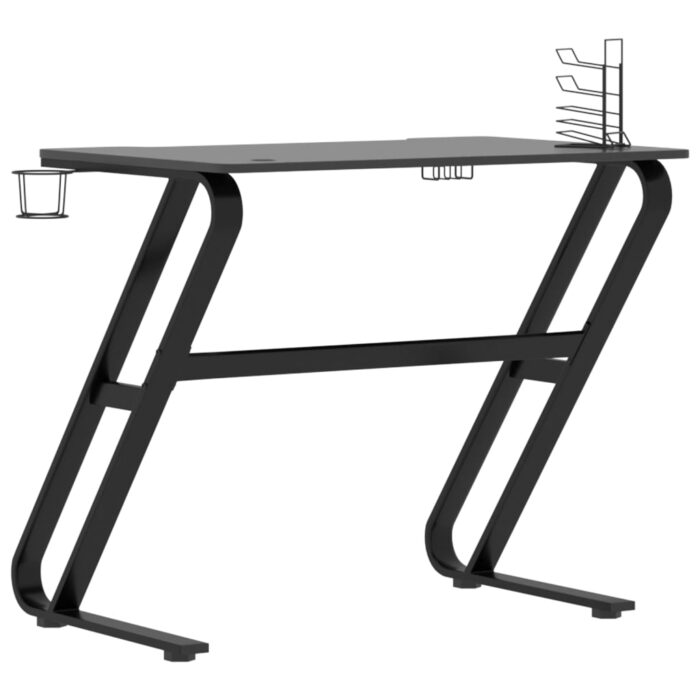 Bureau de jeu avec pieds en forme de ZZ Noir 90x60x75 cm – Image 2
