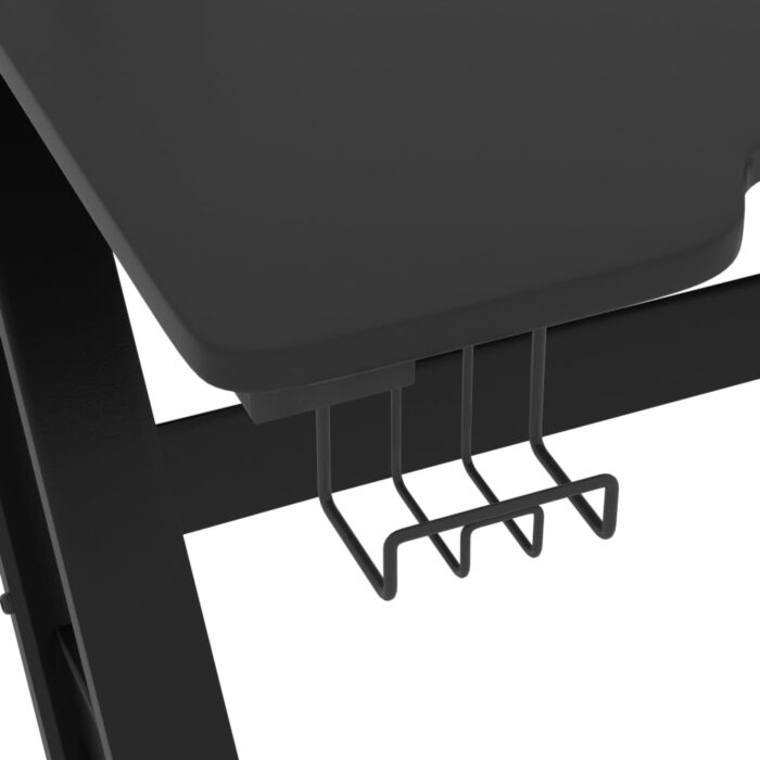 Bureau de jeu avec pieds en forme de ZZ Noir 90x60x75 cm – Image 6