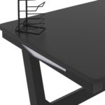 Bureau de jeu à LED avec pieds en forme de Z Noir 90x60x75 cm – Image 8