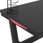 Bureau de jeu à LED avec pieds en forme de Z Noir 90x60x75 cm – Image 9