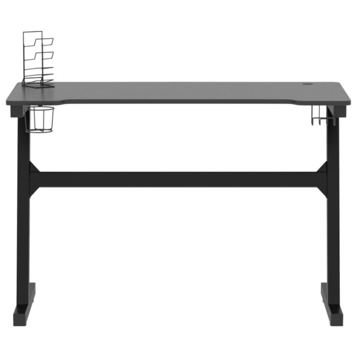 Bureau de jeu à LED en forme de Z noir 110x60x75 cm – Image 2