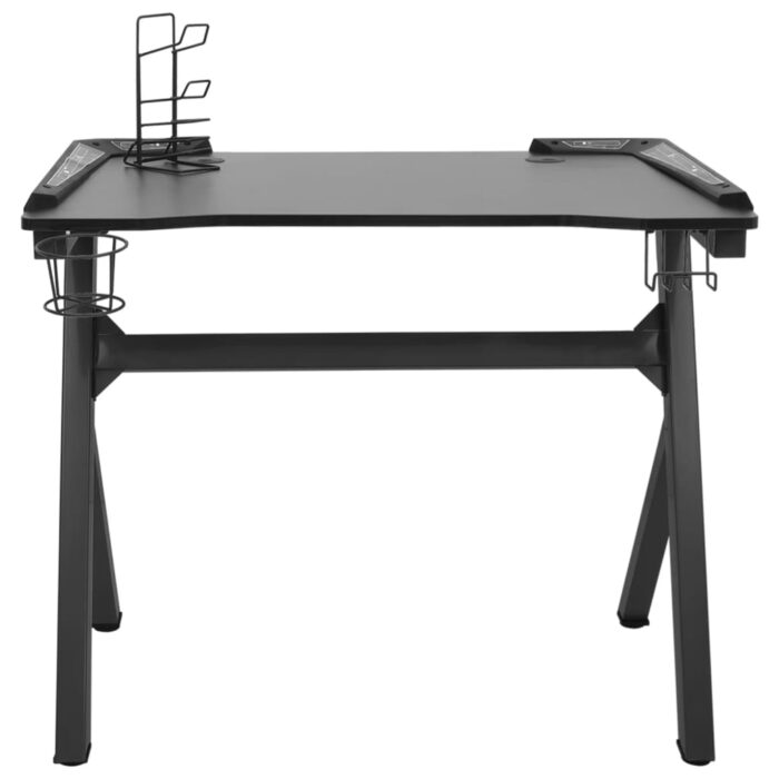 Bureau de jeu à LED en forme de Y noir 110x60x75 cm – Image 2