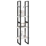 Bibliothèque à 4 niveaux blanc 40x30x140 cm bois de pin massif – Image 2
