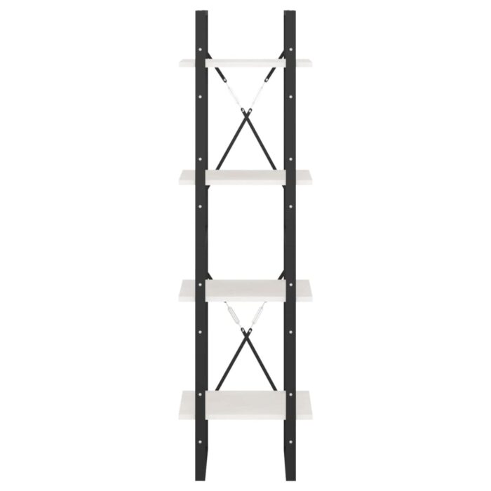 Bibliothèque à 4 niveaux blanc 40x30x140 cm bois de pin massif – Image 4