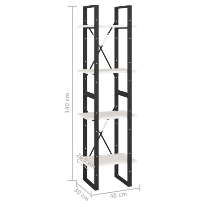 Bibliothèque à 4 niveaux blanc 40x30x140 cm bois de pin massif – Image 7