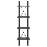 Bibliothèque à 4 niveaux Gris 40x30x140 cm Bois de pin massif – Image 4