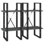 Bibliothèque à 4 niveaux Gris 40x30x140 cm Bois de pin massif – Image 6