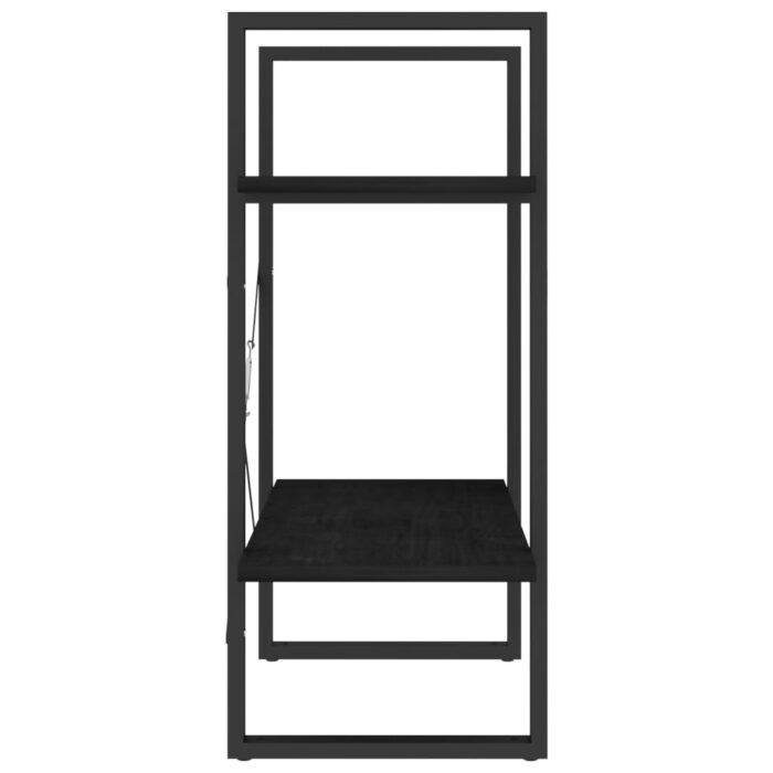 Bibliothèque à 2 niveaux noir 60x30x70 cm Bois de pin massif – Image 5
