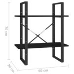 Bibliothèque à 2 niveaux noir 60x30x70 cm Bois de pin massif – Image 6