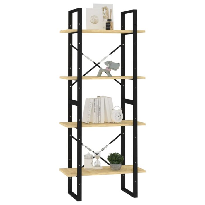 Bibliothèque à 4 niveaux 60x30x140 cm Bois de pin massif – Image 2