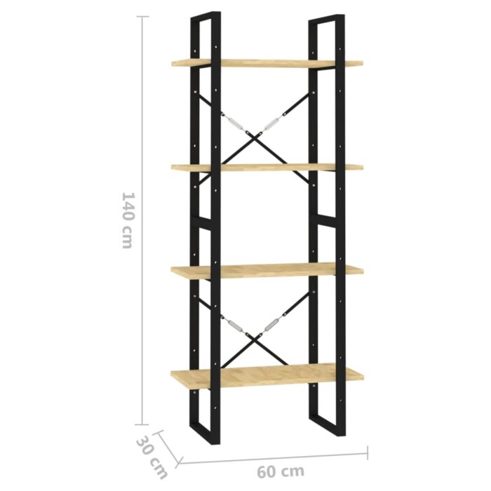 Bibliothèque à 4 niveaux 60x30x140 cm Bois de pin massif – Image 6