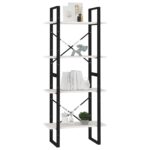 Bibliothèque à 4 niveaux Blanc 60x30x140 cm Bois de pin massif – Image 2
