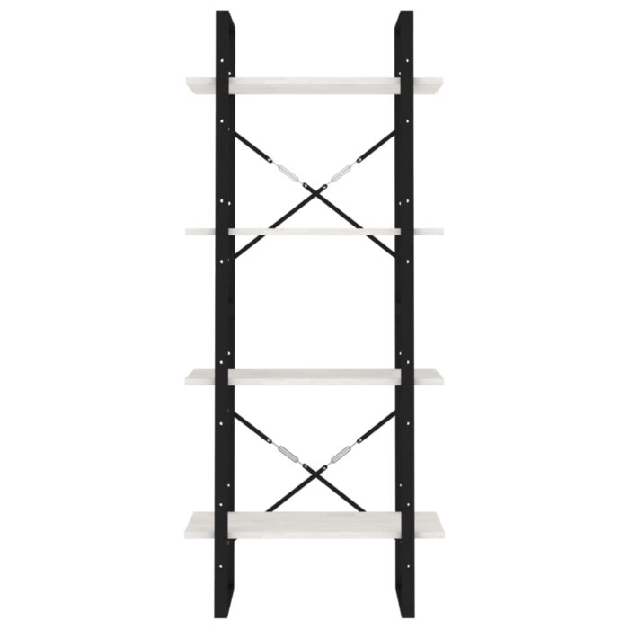 Bibliothèque à 4 niveaux Blanc 60x30x140 cm Bois de pin massif – Image 4