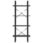 Bibliothèque à 4 niveaux Gris 60x30x140 cm Bois de pin massif – Image 4