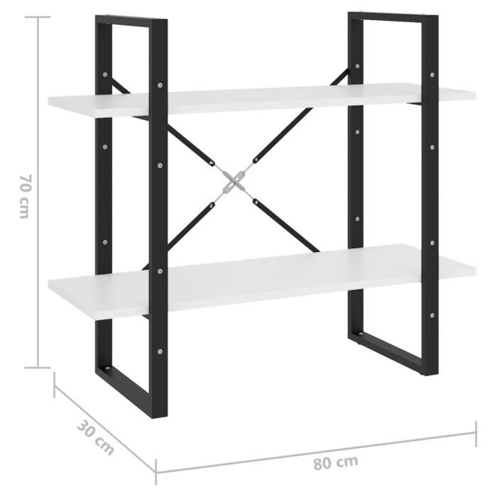 Bibliothèque à 2 niveaux Blanc 80x30x70 cm bois d'ingénierie – Image 5