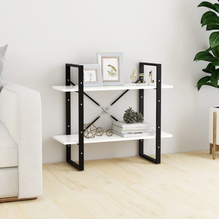Bibliothèque à 2 niveaux Blanc 80x30x70 cm bois d'ingénierie – Image 1
