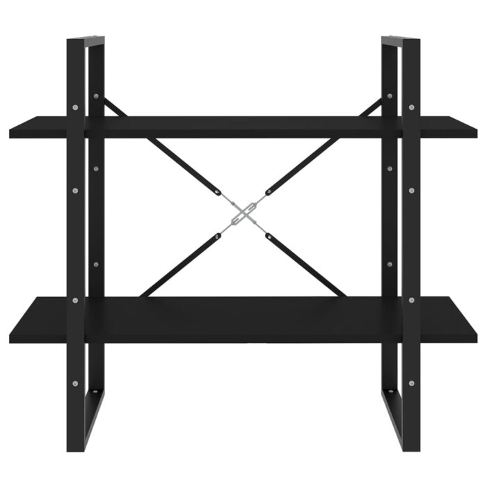 Bibliothèque à 2 niveaux Noir 80x30x70 cm bois d'ingénierie – Image 3